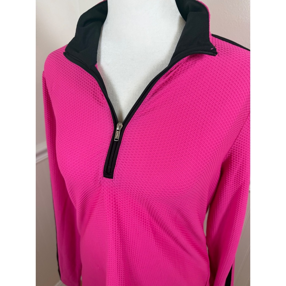 Lauren‎ Ralph Lauren Active Pullover Women Large Pink Quarter Zip Waffle Knit - Picture 5 of 10